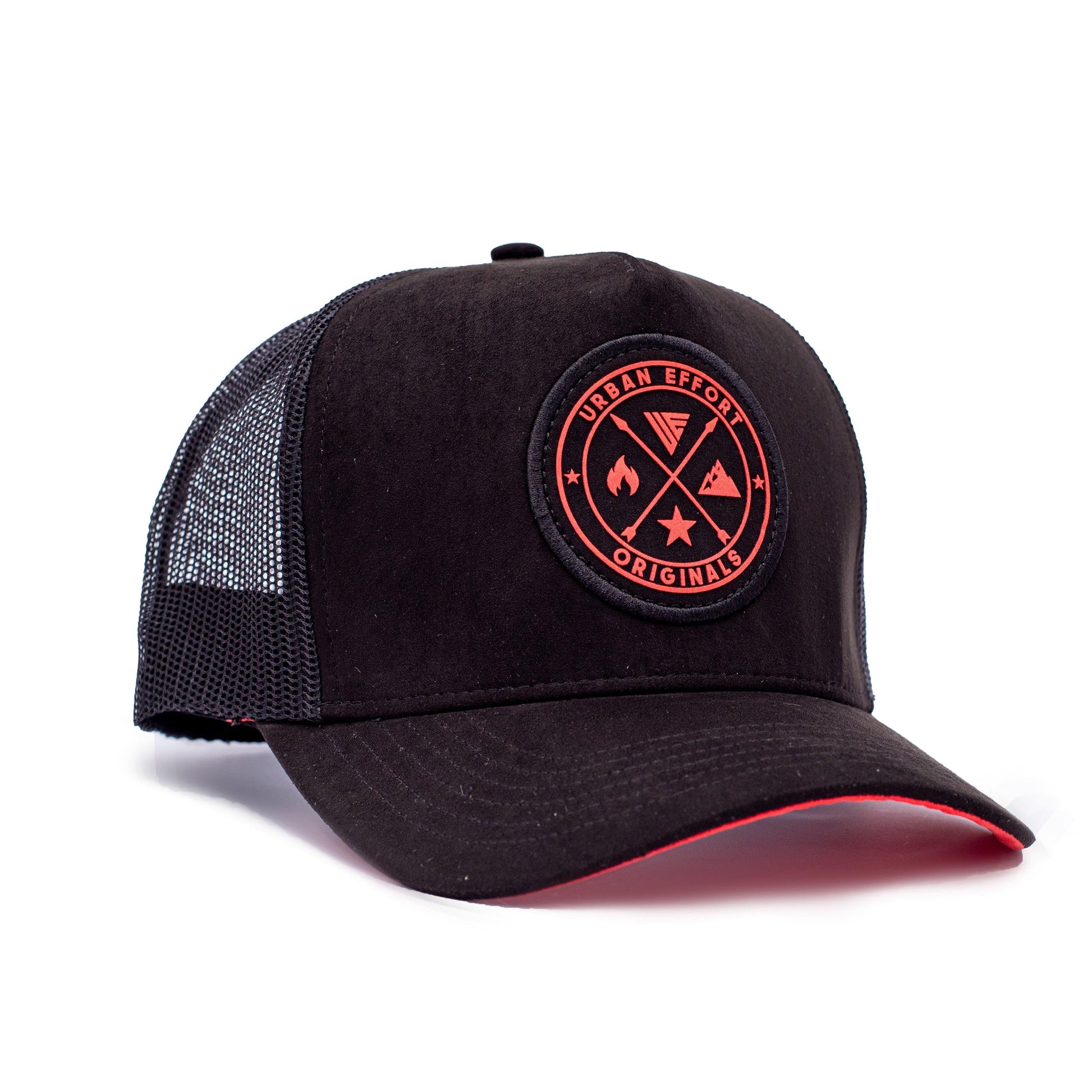 Black + Red Trucker Hat - Original's Urban Effort | High-Quality Modern Street Wear Caps